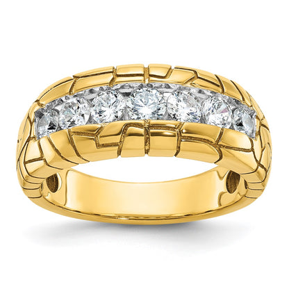 14k Yellow Gold Men's 1 carat Diamond Nugget Complete Ring