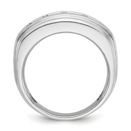 10K White Gold Ibgoodman Men'S Polished And Grooved Ring Mounting