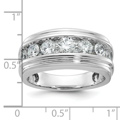10K White Gold Ibgoodman Men'S Polished And Grooved Ring Mounting
