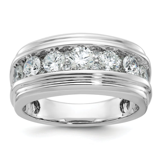 10K White Gold Ibgoodman Men'S Polished And Grooved Ring Mounting