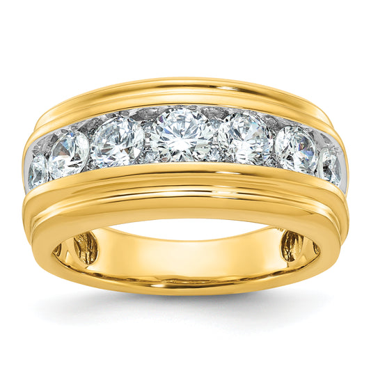 10K Yellow Gold Ibgoodman Men'S Polished And Grooved Ring Mounting