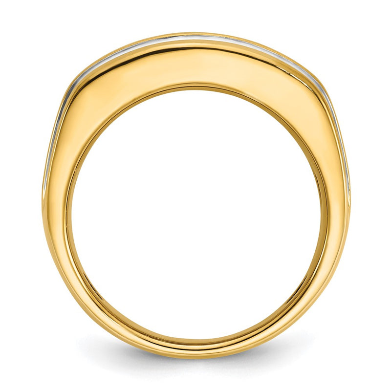 14k Yellow & Rhodium Gold with White Rhodium Men's 2 carat Diamond Complete Ring