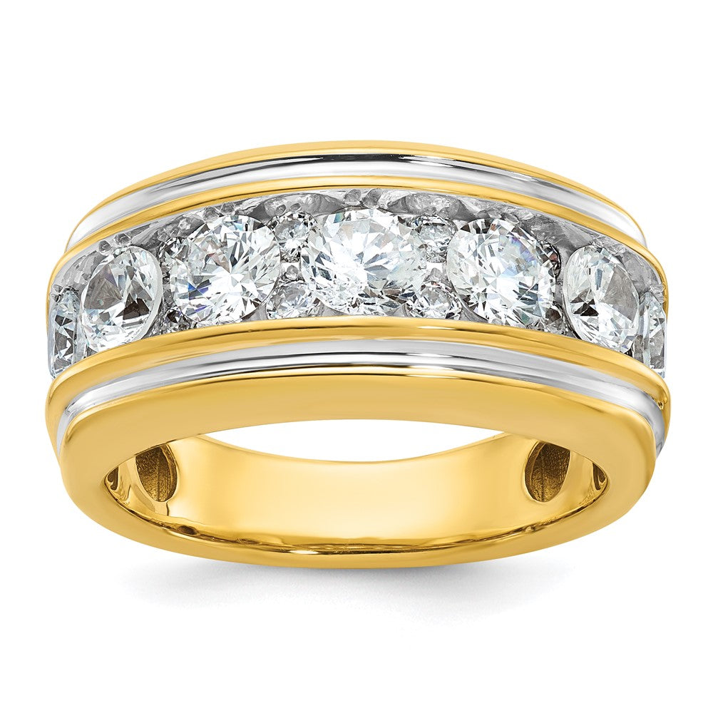 14k Yellow & Rhodium  with White 3 Ct. Lab Grown Diamond VS/SI+ G+ Complete Polished Men's Ring