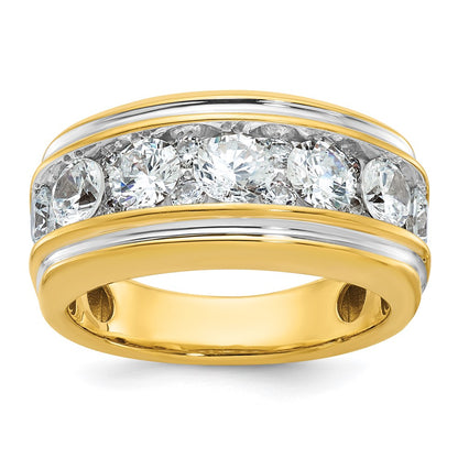 14k Yellow & Rhodium  with White 3 Ct. Lab Grown Diamond VS/SI+ G+ Complete Polished Men's Ring