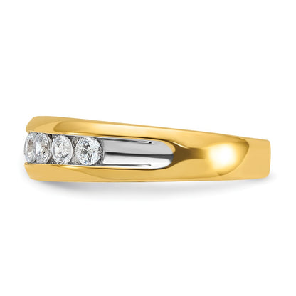 14k Yellow & Rhodium  with White 1 1/2 Ct. Lab Grown Diamond VS/SI+ G+ Seven Stone Complete Polished Men's Ring