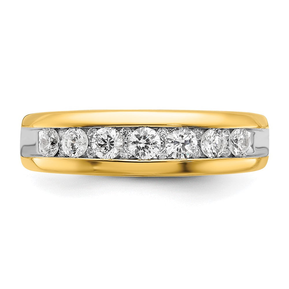 14k Yellow & Rhodium  with White 1 1/2 Ct. Lab Grown Diamond VS/SI+ G+ Seven Stone Complete Polished Men's Ring