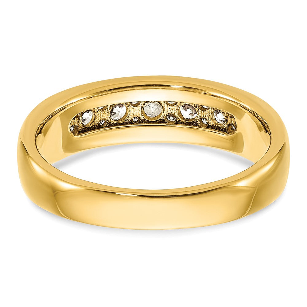 14k Yellow & Rhodium  with White 1 1/2 Ct. Lab Grown Diamond VS/SI+ G+ Seven Stone Complete Polished Men's Ring