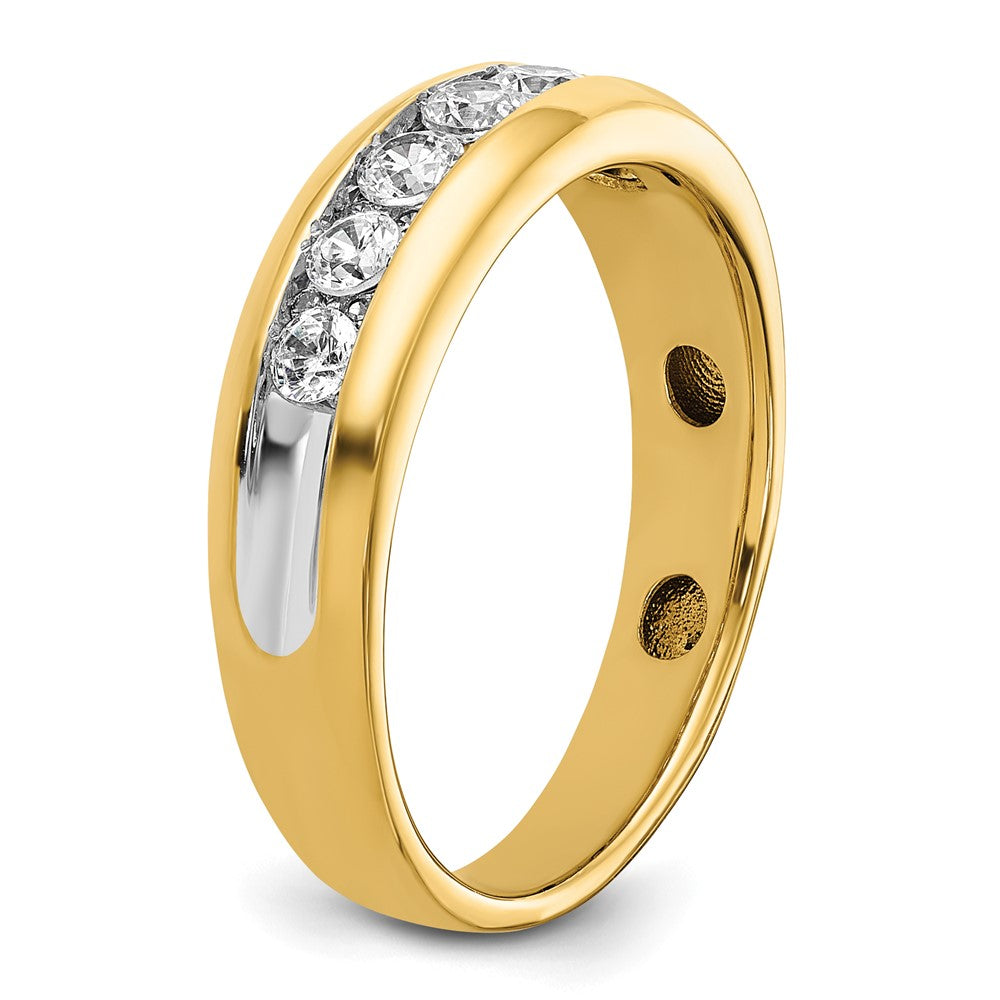 14k Yellow & Rhodium  with White 1 1/2 Ct. Lab Grown Diamond VS/SI+ G+ Seven Stone Complete Polished Men's Ring