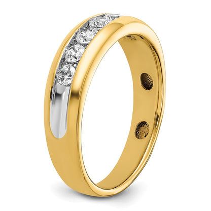14k Yellow & Rhodium  with White 1 1/2 Ct. Lab Grown Diamond VS/SI+ G+ Seven Stone Complete Polished Men's Ring