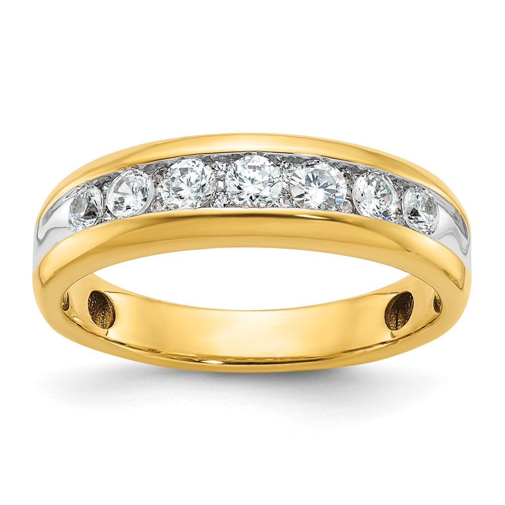 14k Yellow & Rhodium  with White 1 1/2 Ct. Lab Grown Diamond VS/SI+ G+ Seven Stone Complete Polished Men's Ring
