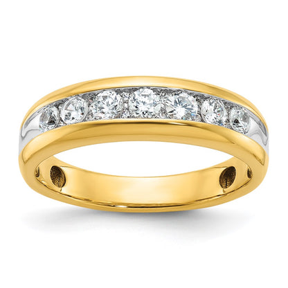 14k Yellow & Rhodium  with White 1 1/2 Ct. Lab Grown Diamond VS/SI+ G+ Seven Stone Complete Polished Men's Ring