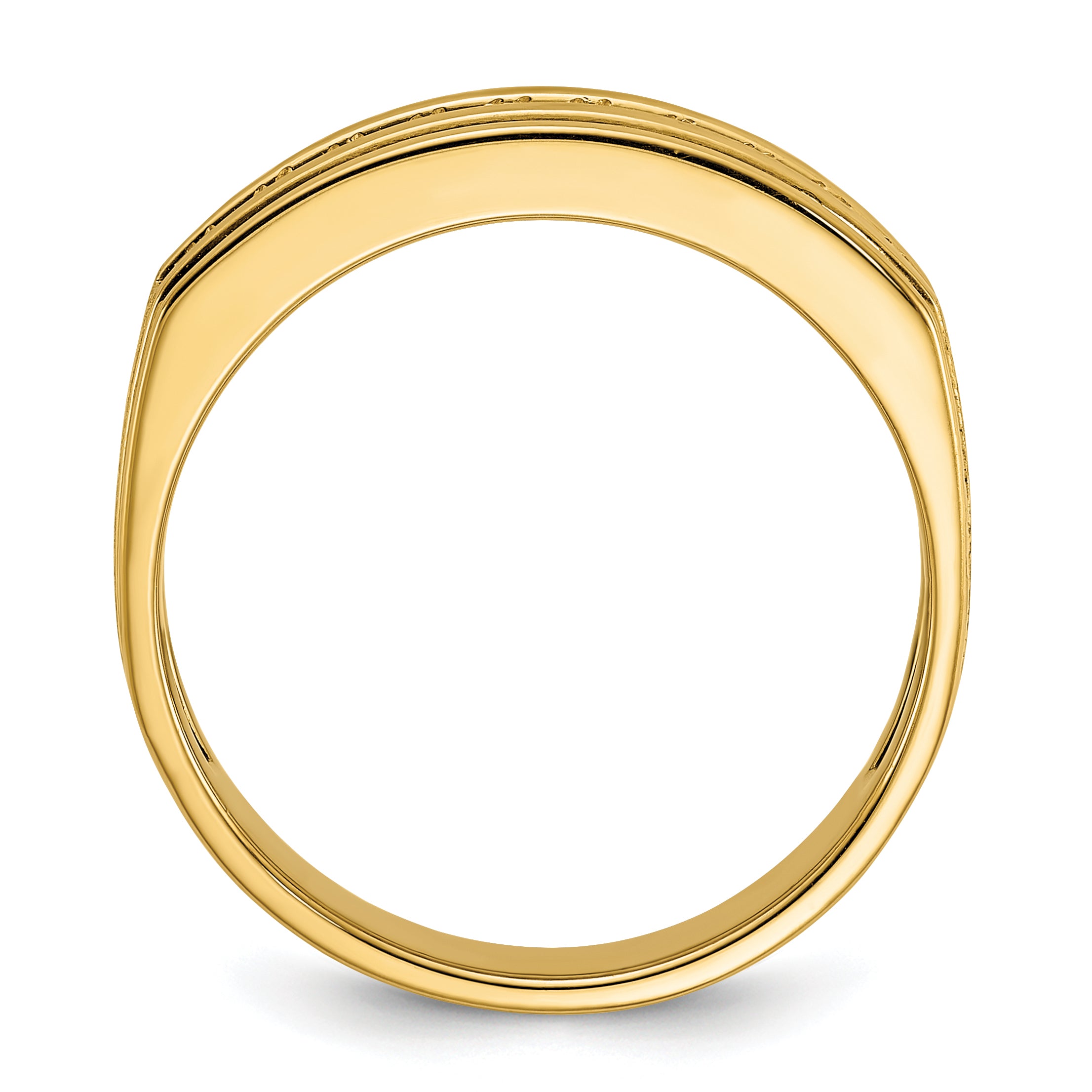 14k Yellow Gold Men's Polished and Satin 1/2 carat Diamond Complete Ring