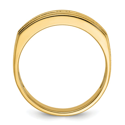 14k Yellow Gold Men's Polished and Satin 1/2 carat Diamond Complete Ring