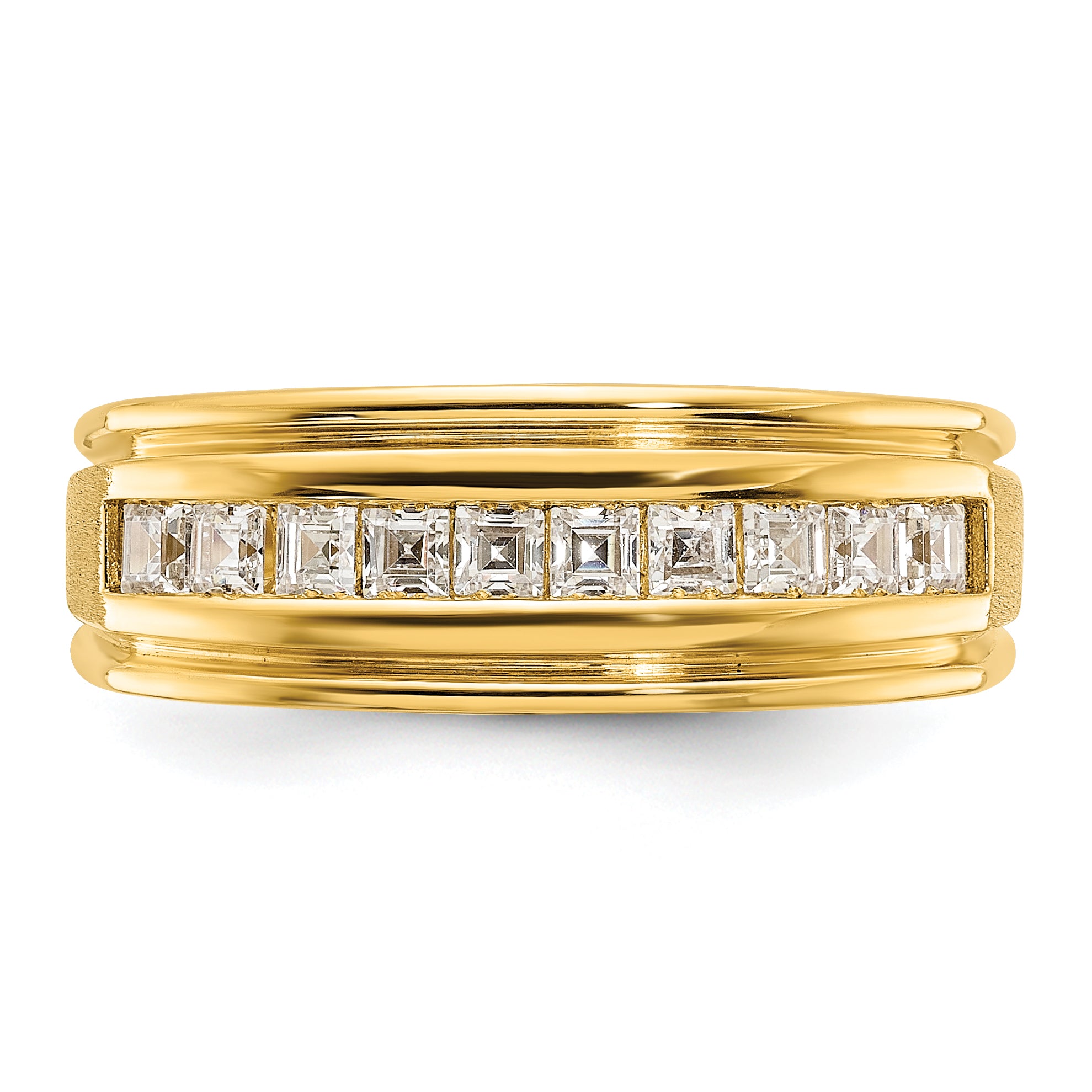 14k Yellow Gold Men's Polished and Satin 1/2 carat Diamond Complete Ring