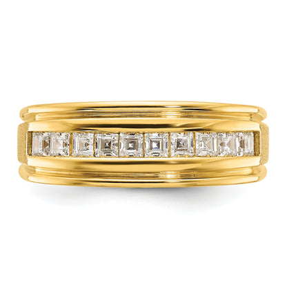 14k Yellow Gold Men's Polished and Satin 1/2 carat Diamond Complete Ring