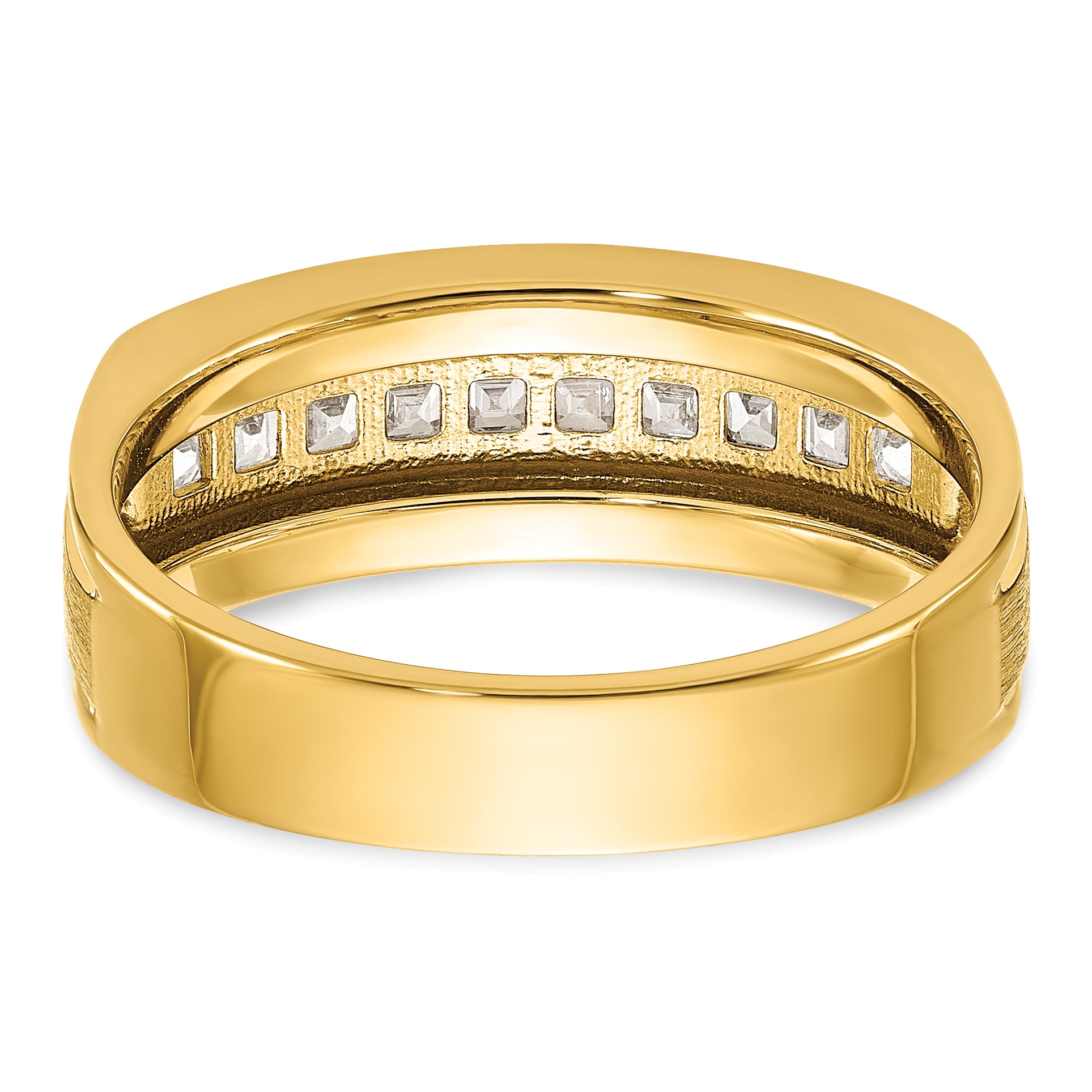 14k Yellow Gold Men's Polished and Satin 1/2 carat Diamond Complete Ring