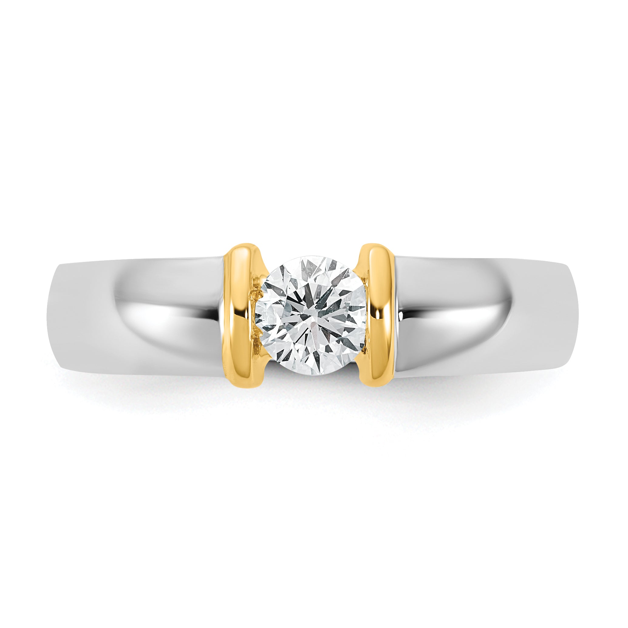 14K Two Tone Ibgoodman 1/2 Carat Lab Grown Diamond Vs/Si+ G+ Complete Men'S Wedding Band