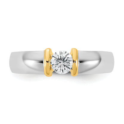 14K Two Tone Ibgoodman 1/2 Carat Lab Grown Diamond Vs/Si+ G+ Complete Men'S Wedding Band