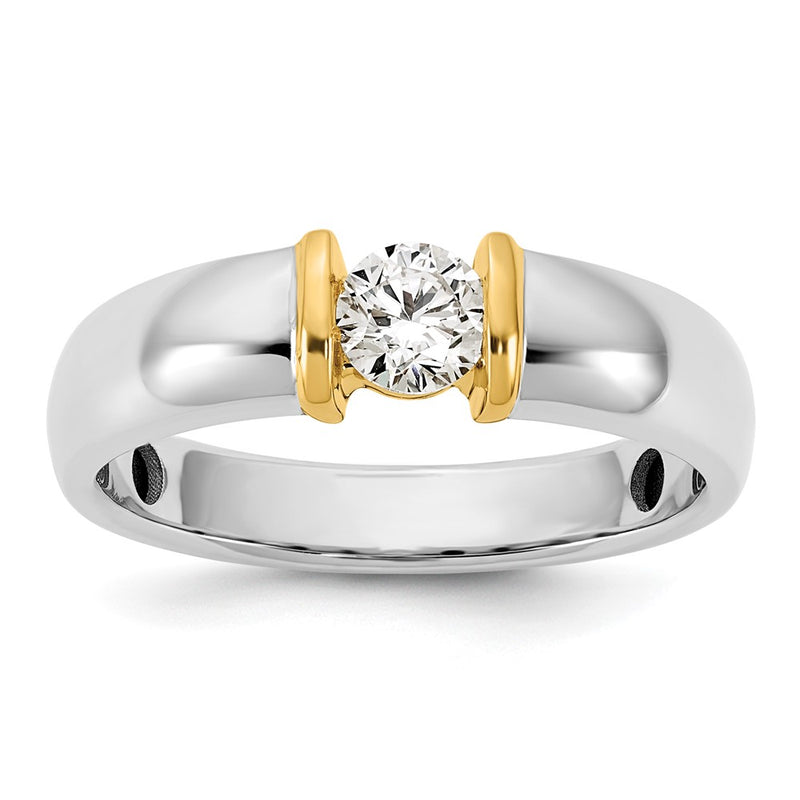14K Two-Tone Gold .5ct Mens Wedding Band Ring