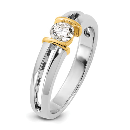 14K Two Tone Ibgoodman 1/2 Carat Lab Grown Diamond Vs/Si+ G+ Complete Men'S Wedding Band