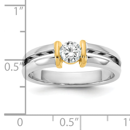 14K Two Tone Ibgoodman 1/2 Carat Lab Grown Diamond Vs/Si+ G+ Complete Men'S Wedding Band
