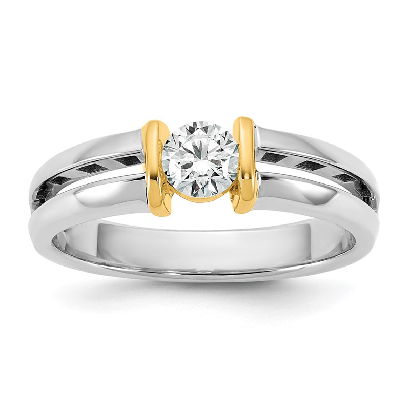 14K Two-Tone Gold .5ct Mens Wedding Band Ring