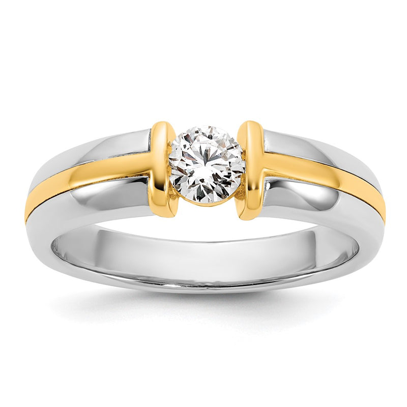 14K Two Tone Ibgoodman 1/2 Carat Lab Grown Diamond Vs/Si+ G+ Complete Men'S Wedding Band