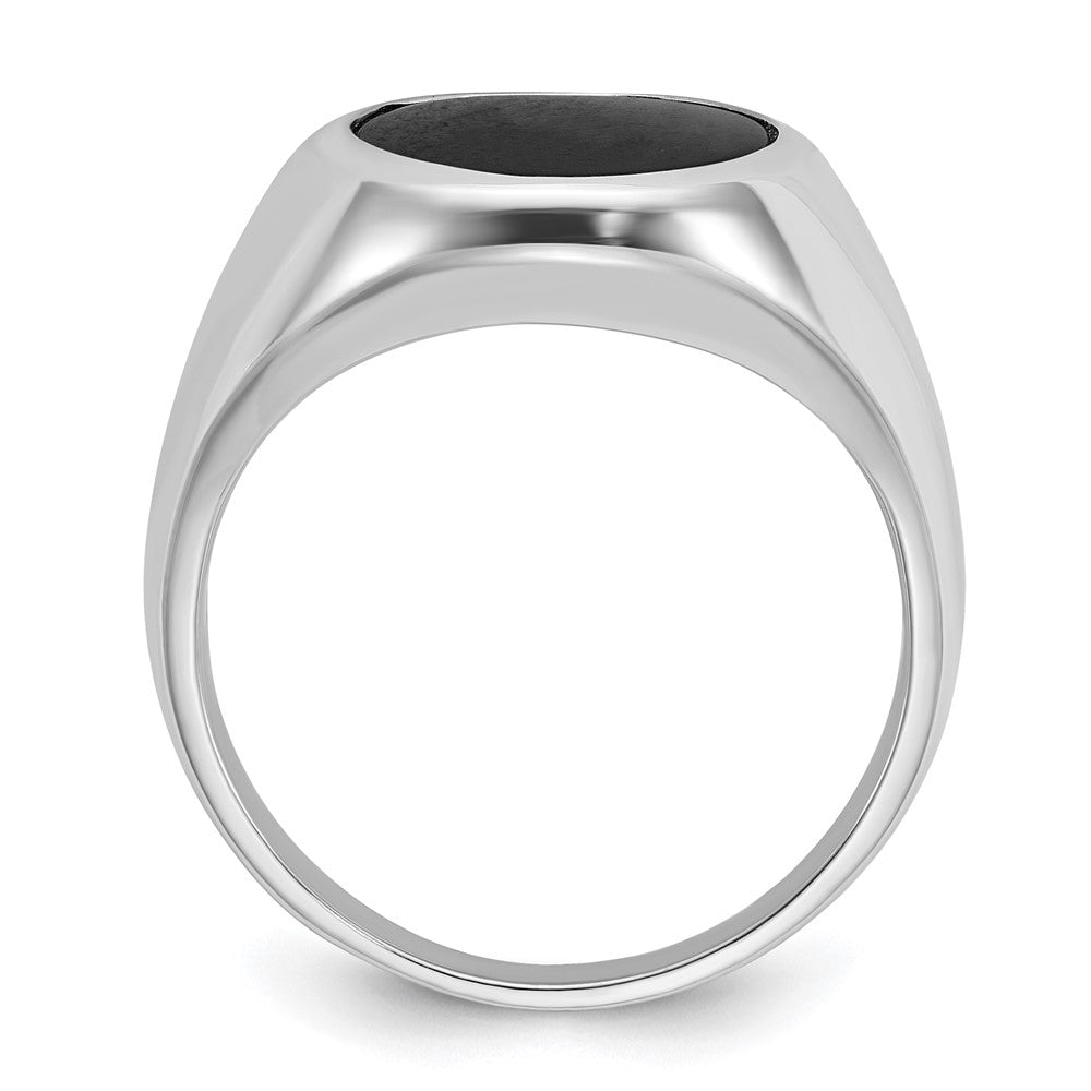 14k White Gold Men's Oval Onyx Complete Ring