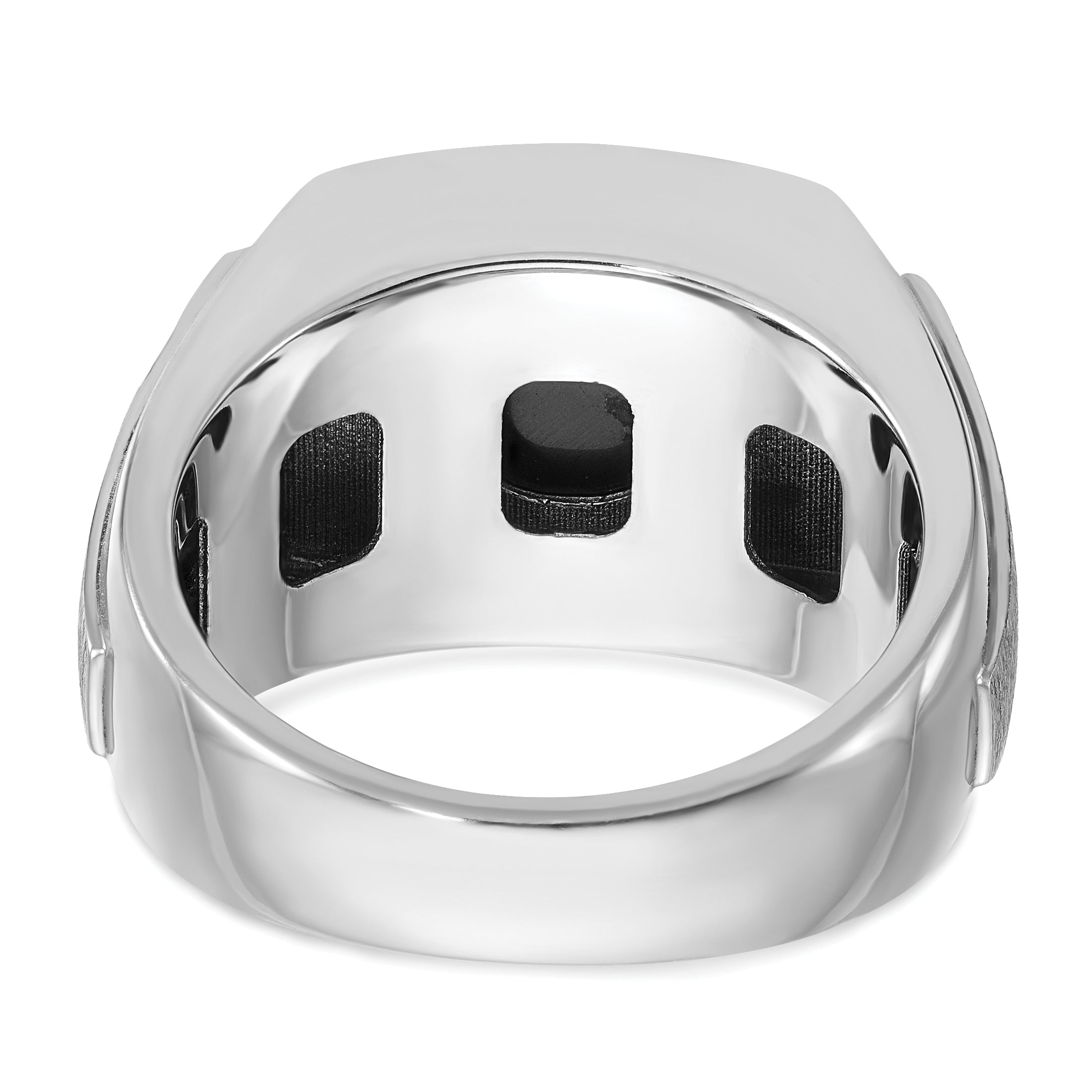 14k White Gold Men's Satin Onyx and 1/10 carat Diamond Complete Ring