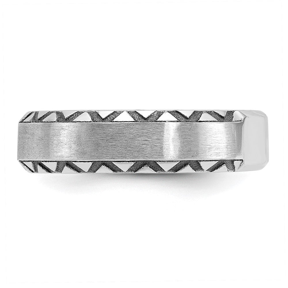 14k White Gold with Black Rhodium Men's Satin Diamond Complete Ring