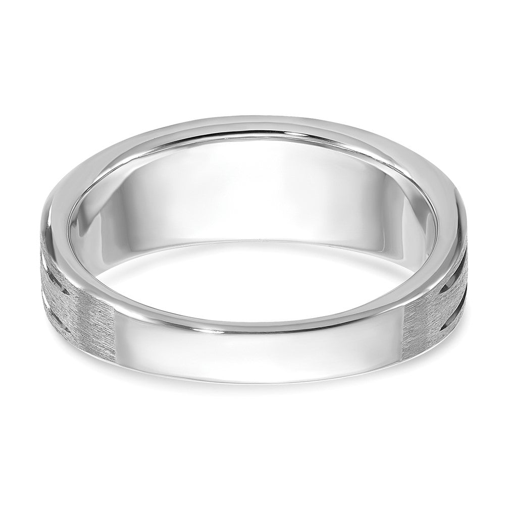 14k White Gold Men's Satin Lab Created Sapphire and 1/15 carat Diamond Complete Ring