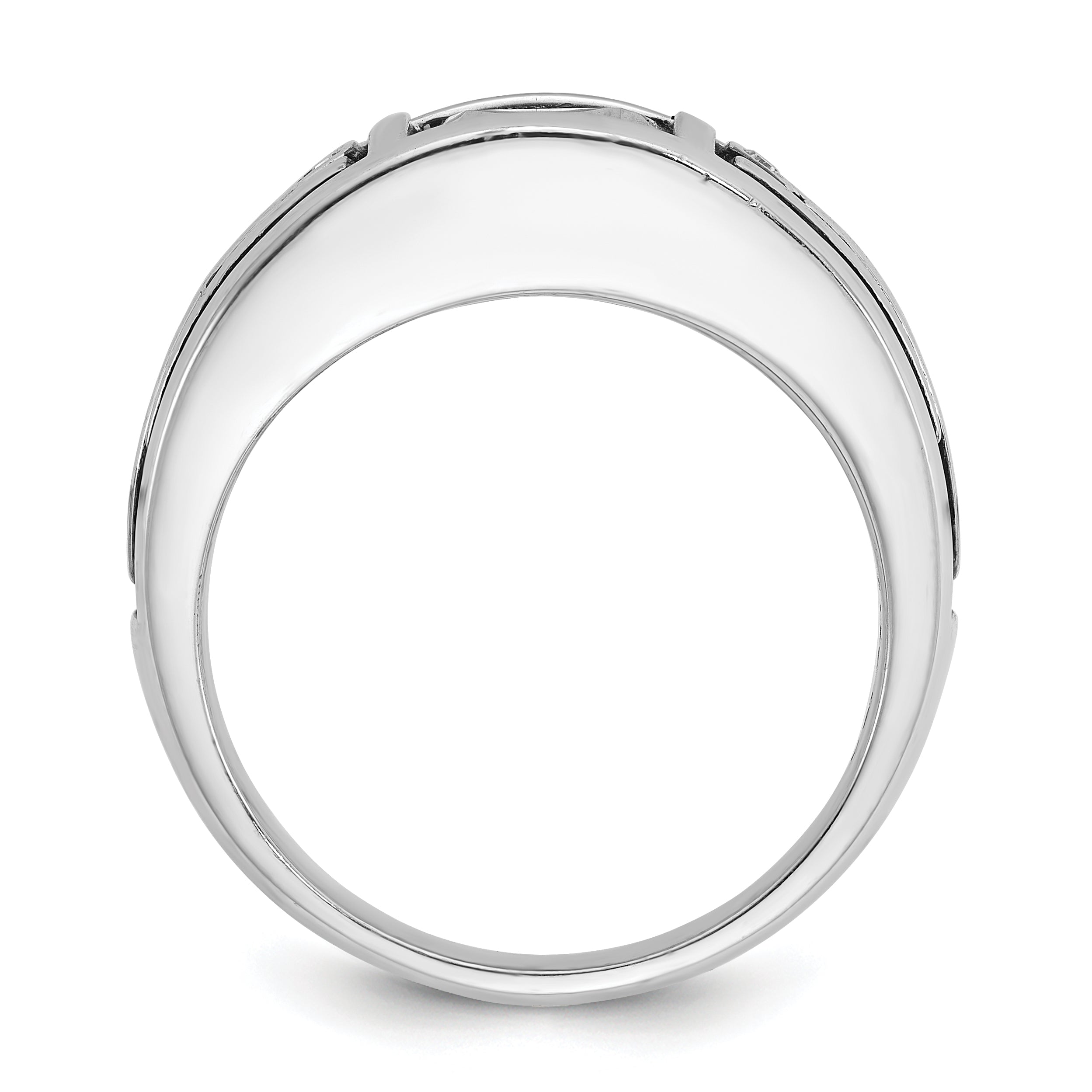 14k White Gold with Black Rhodium Men's Onyx and Diamond Complete Ring