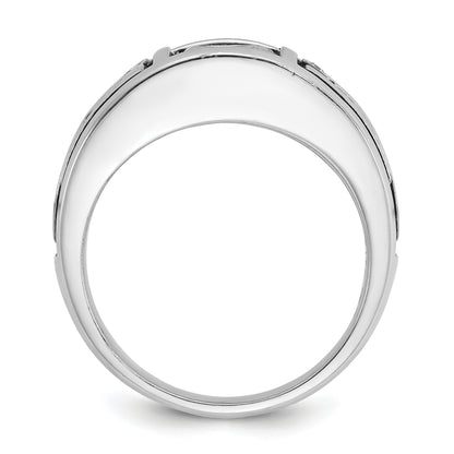 14k White Gold with Black Rhodium Men's Onyx and Diamond Complete Ring