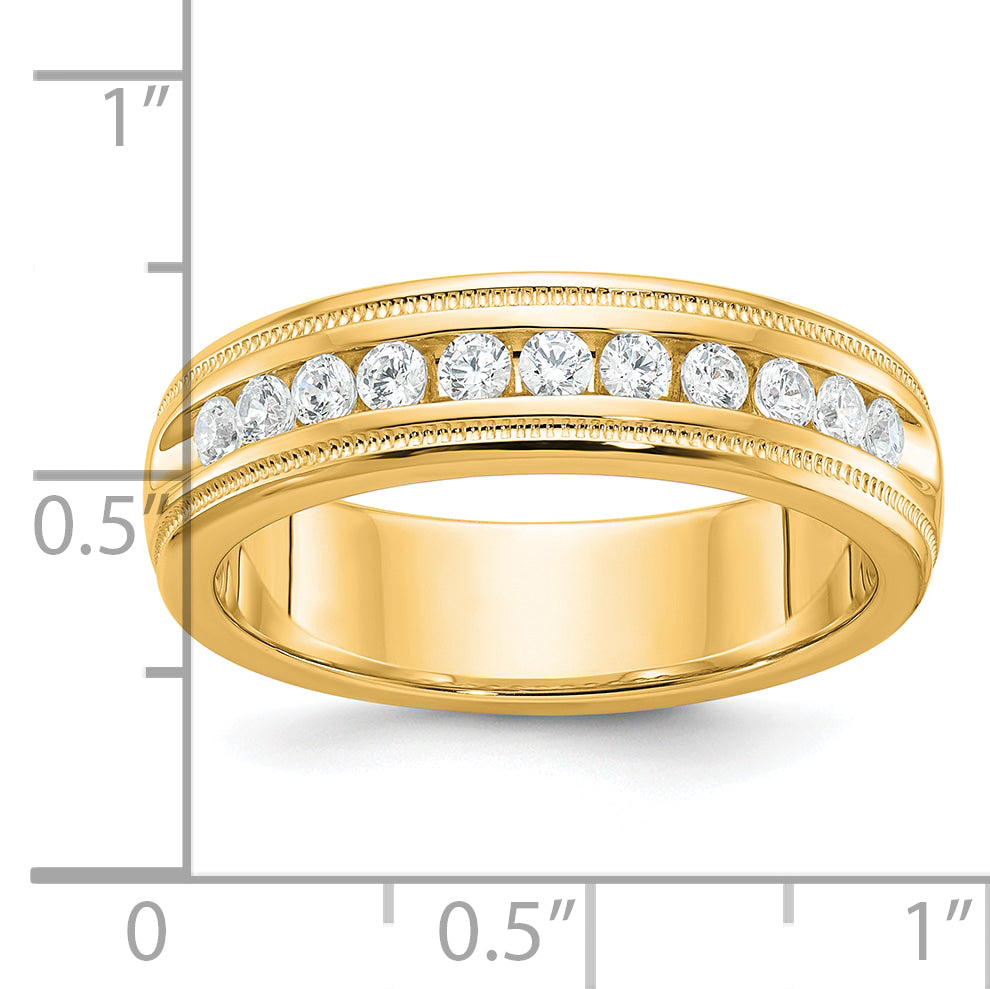 10K Yellow Gold Ibgoodman Men'S Polished And Milgrain 11-Stone 1/2 Carat A Quality Diamond Ring