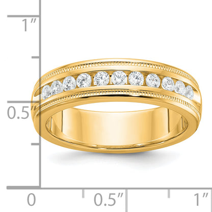 10K Yellow Gold Ibgoodman Men'S Polished And Milgrain 11-Stone 1/2 Carat A Quality Diamond Ring