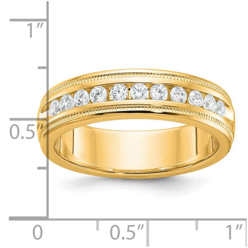 10K Yellow Gold Ibgoodman Men'S Polished And Milgrain 11-Stone 1/2 Carat A Quality Diamond Ring