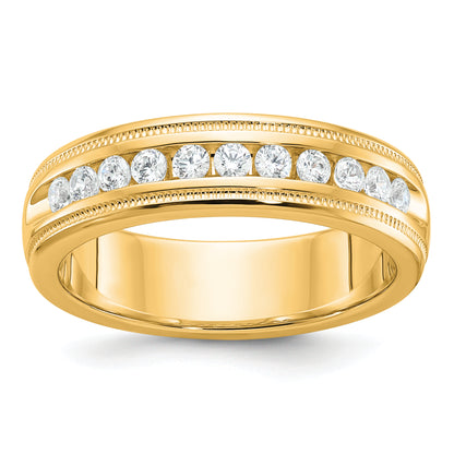 10K Yellow Gold Ibgoodman Men'S Polished And Milgrain 11-Stone 1/2 Carat A Quality Diamond Ring