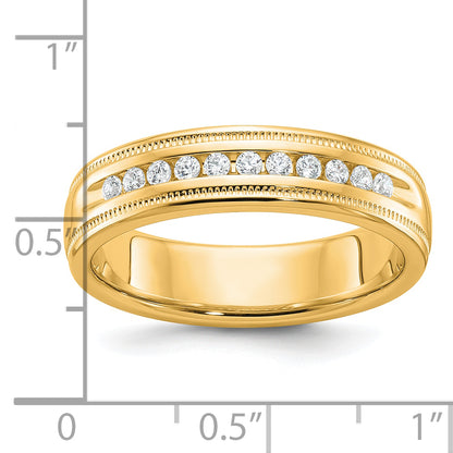 10K Yellow Gold Ibgoodman Men'S Polished And Milgrain 11-Stone 1/4 Carat A Quality Diamond Ring