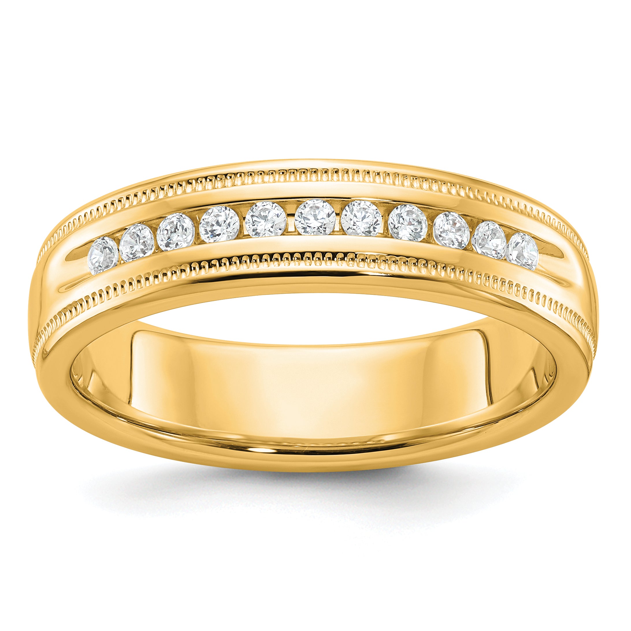 10K Yellow Gold Ibgoodman Men'S Polished And Milgrain 11-Stone 1/4 Carat A Quality Diamond Ring