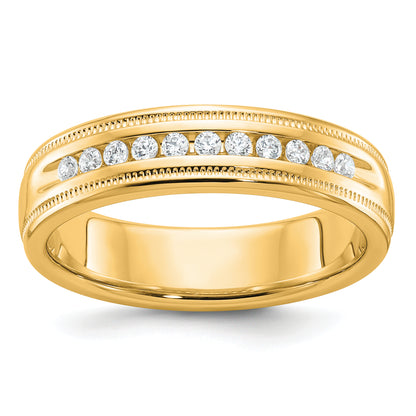 10K Yellow Gold Ibgoodman Men'S Polished And Milgrain 11-Stone 1/4 Carat A Quality Diamond Ring