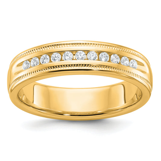 10K Yellow Gold Ibgoodman Men'S Polished And Milgrain 11-Stone 1/4 Carat A Quality Diamond Ring