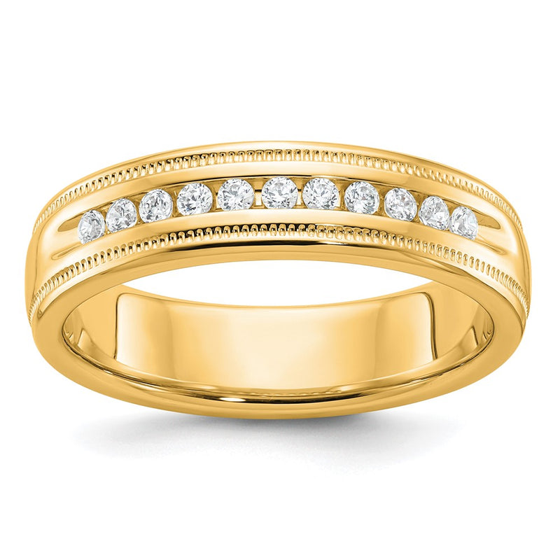 10K Yellow Gold Ibgoodman Men'S Polished And Milgrain 11-Stone 1/4 Carat A Quality Diamond Ring