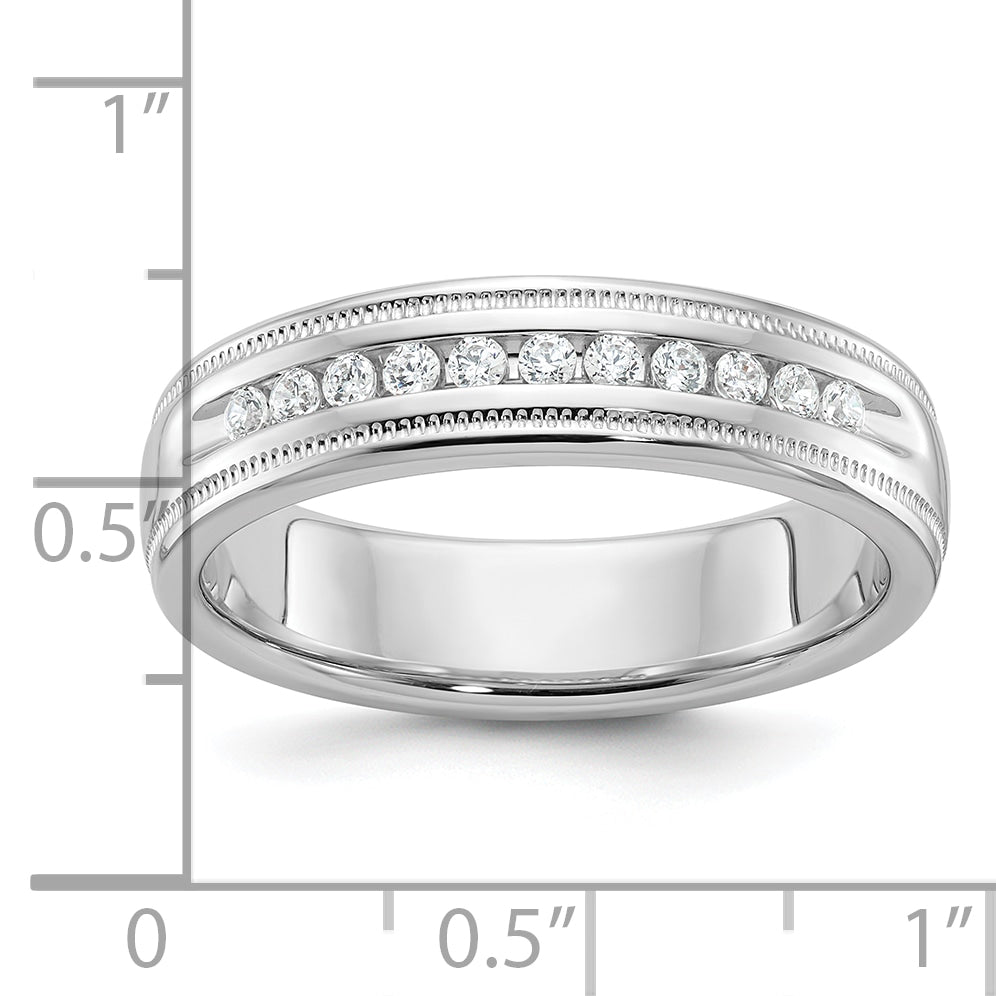 14k White Gold Men's 1/4 carat Diamond Milgrain Complete Ring