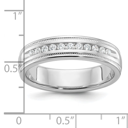 14k White Gold Men's 1/4 carat Diamond Milgrain Complete Ring