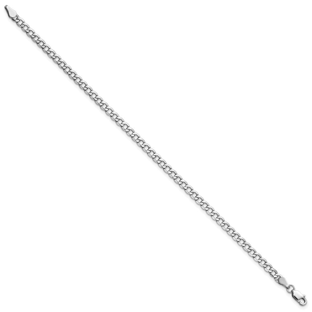 14K White Gold 3.35mm Semi-Solid Curb With Lobster Clasp Chain Anklet