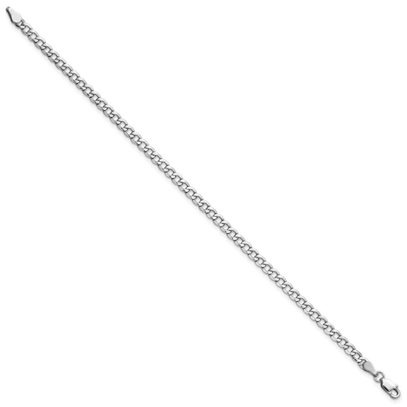 14K White Gold 3.35mm Semi-Solid Curb With Lobster Clasp Chain Anklet