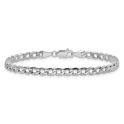 14K White Gold 3.35mm Semi-Solid Curb With Lobster Clasp Chain Anklet