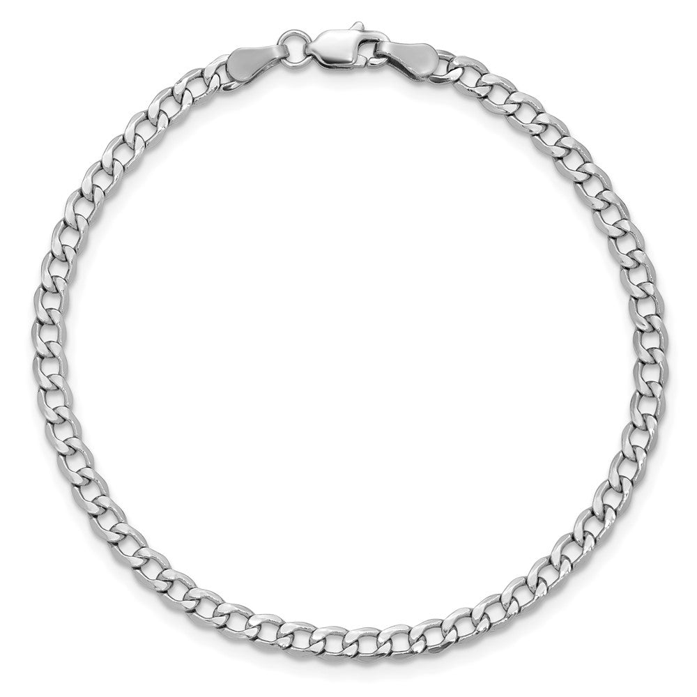 14K White Gold 3.35mm Semi-Solid Curb With Lobster Clasp Chain Anklet