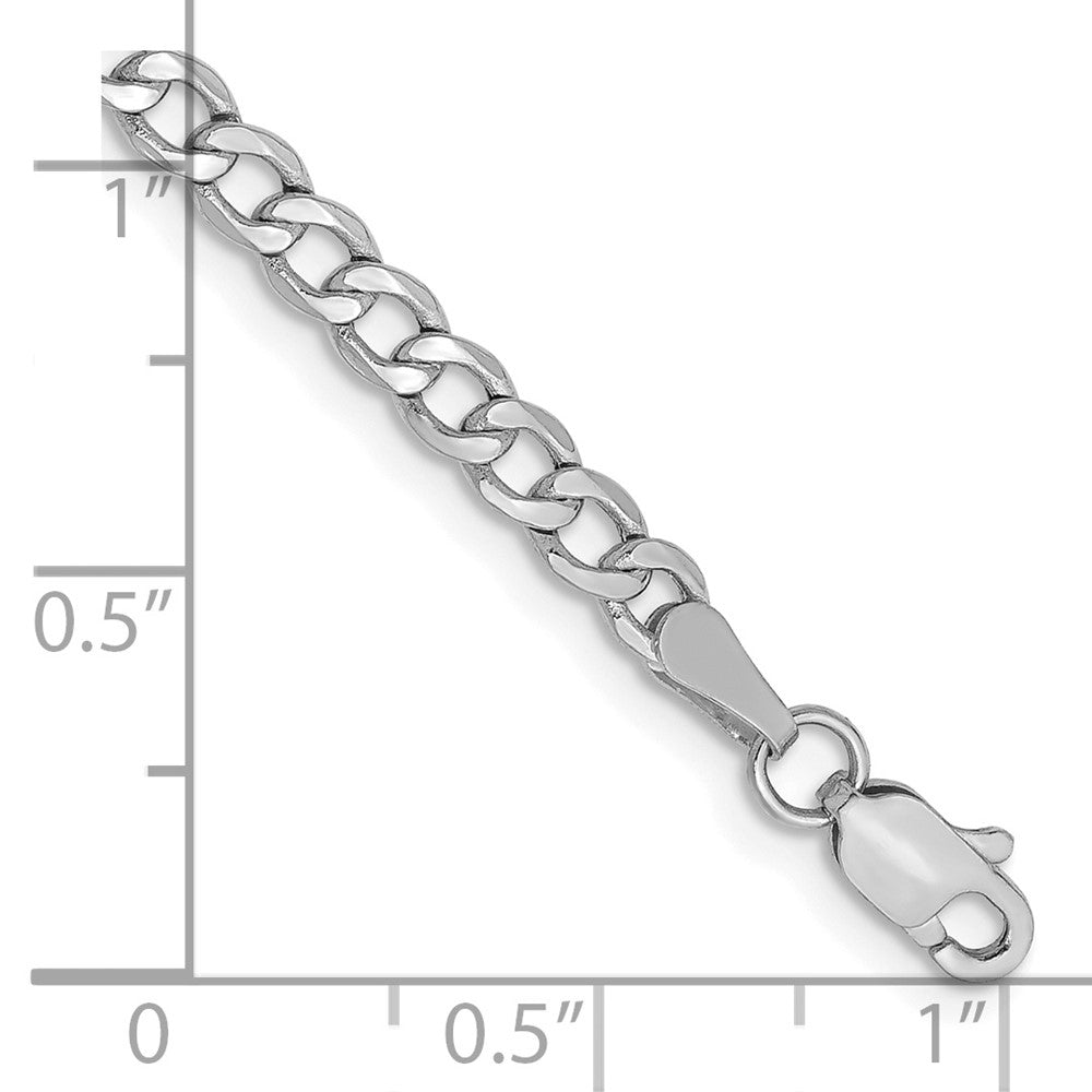 14K White Gold 3.35mm Semi-Solid Curb With Lobster Clasp Chain Anklet