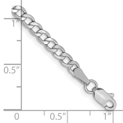 14K White Gold 3.35mm Semi-Solid Curb With Lobster Clasp Chain Anklet